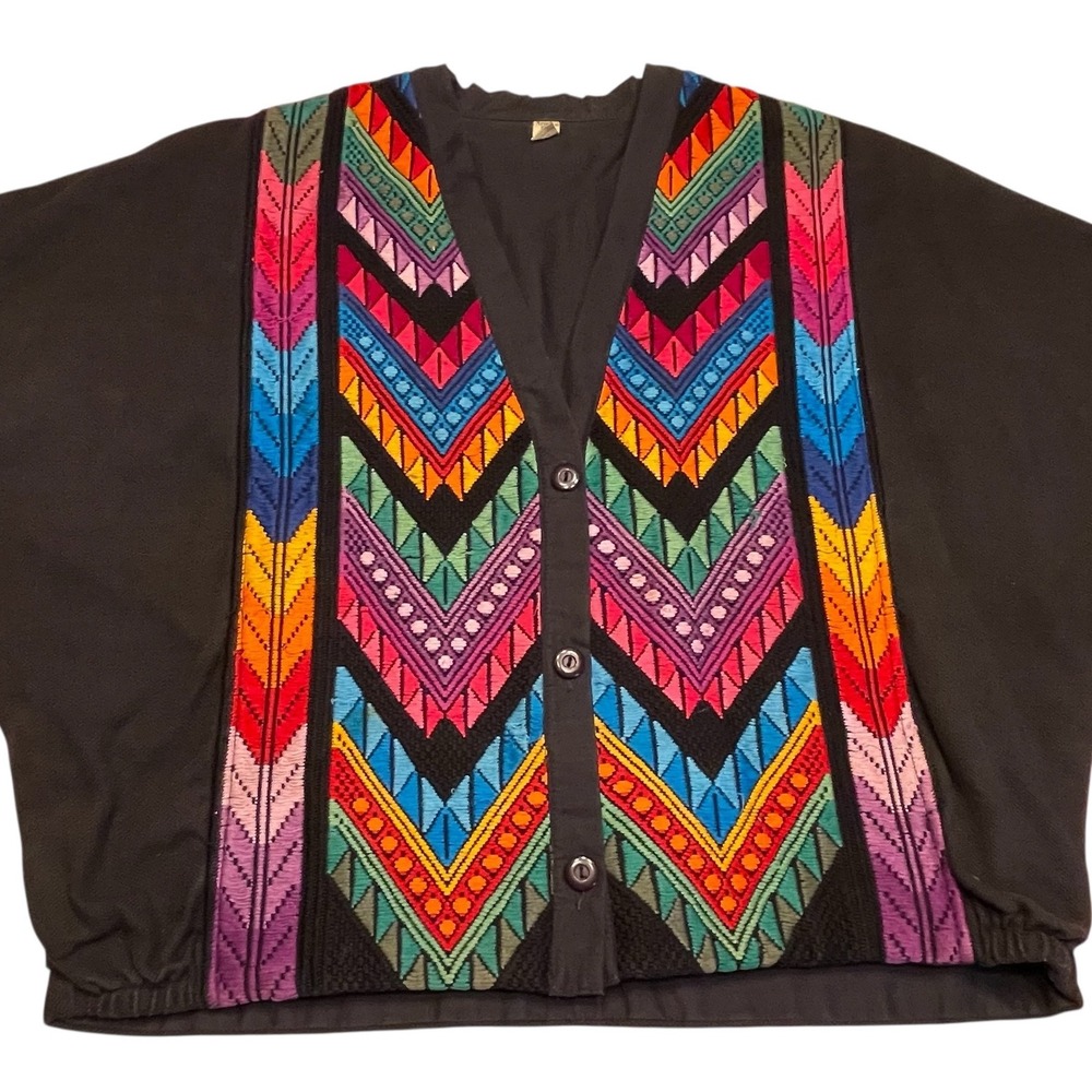 FLAW Artexco Womens Guatemalan Handwoven Art-to-Wear Cardigan Jacket Size Medium